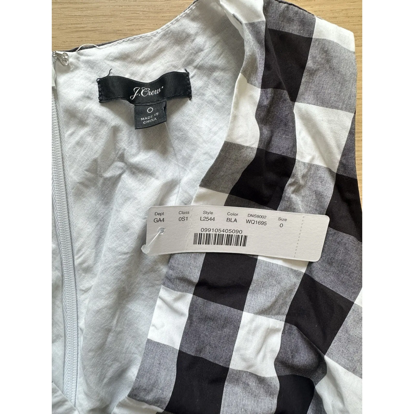 JCREW BLACK GINGHAM POPLIN RUFFLE MIDI DRESS SIZE 0 NWT - Image 5