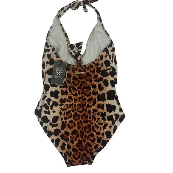 Vince Camuto Tie Front Halter One Piece Swimsuit - Jungle Cat 4‎ S - Image 5