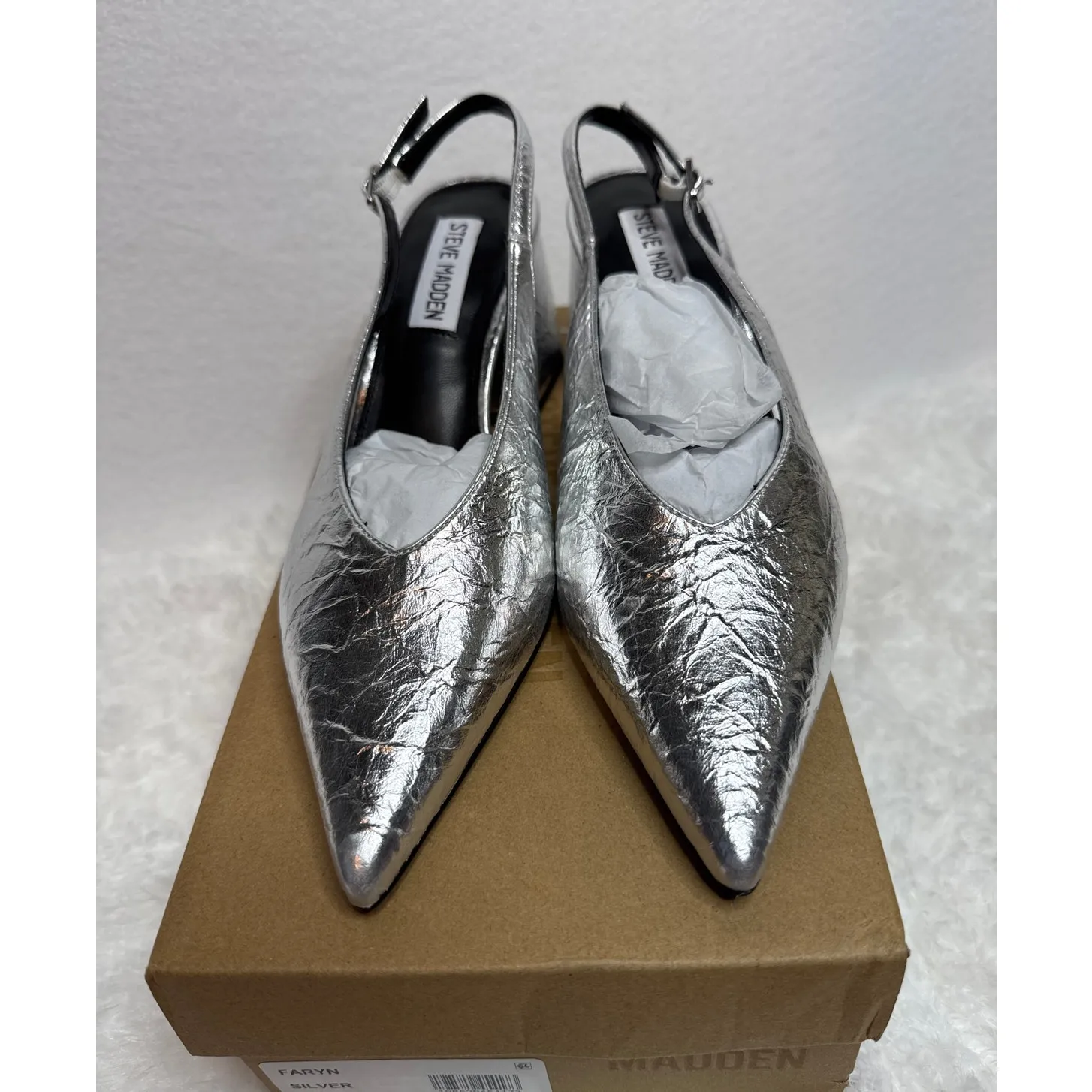 NWT Steve Madden Faryn Slingback Pumps silver size 6.5 - Image 6