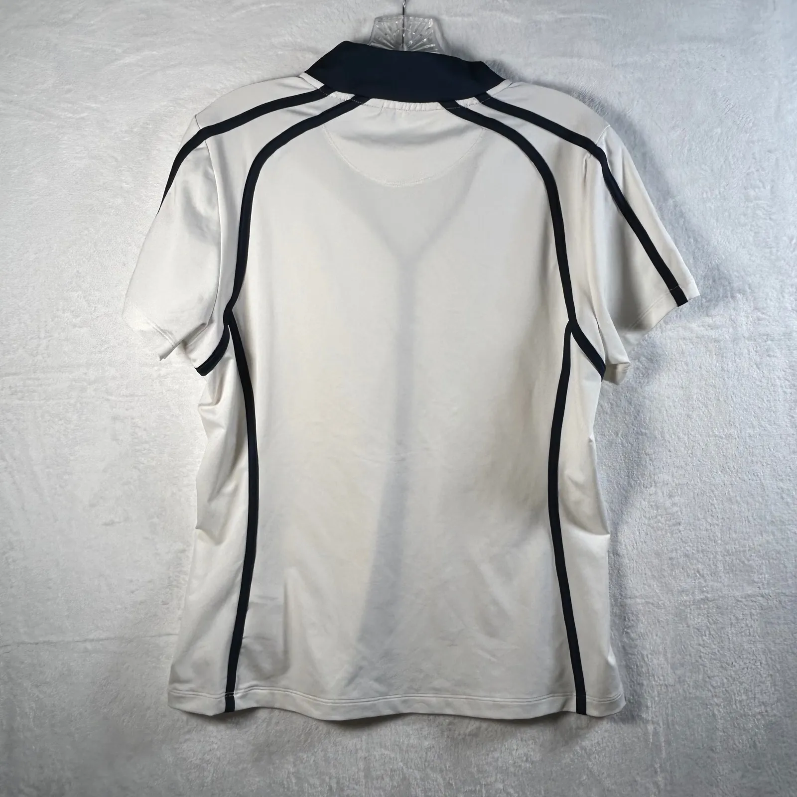 ANNIKA Cutter & Buck Womens Polo Shirt Ivory Blue Trim Golf Activewear M White Size M - Image 2