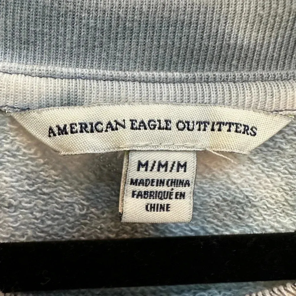 Vintage Y2K American Eagle Blue Grey Tie Dye Crop Top Sweatshirt Size Medium M - Image 6