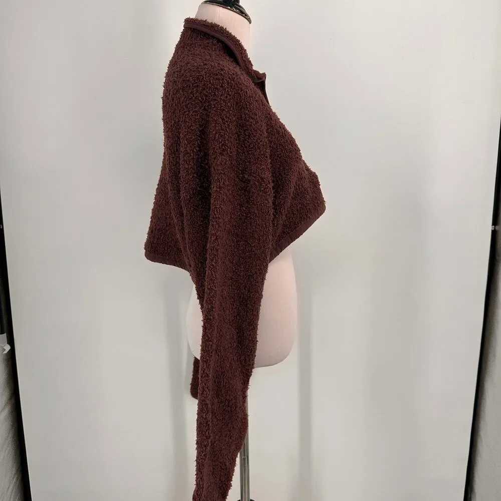 Skims Brown Cozy Knit Cropped Sweatshirt Garnet Size L/XL - Image 5