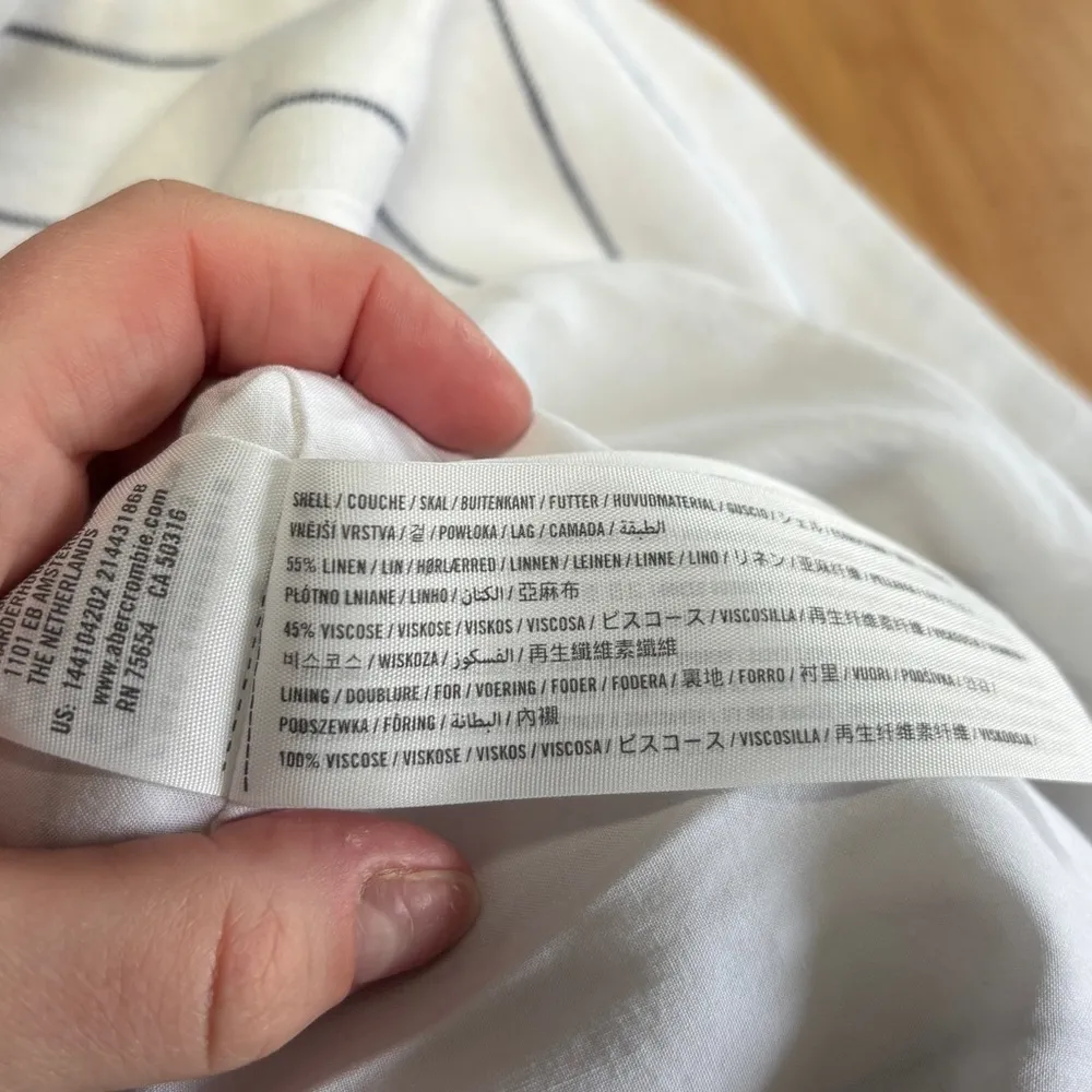 NEW Abercrombie & Fitch White Navy Pin Stripe Linen‎ Blend Blazer Size Medium - Image 10