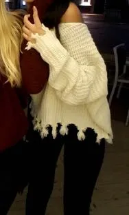 American Threads White Fringe Sweater - Image 5