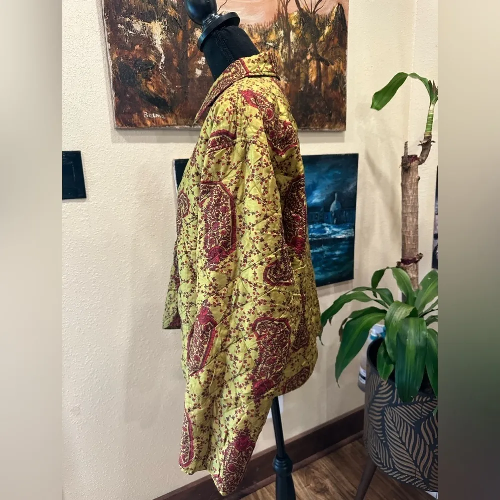 EUC RARE UNIQUE Vintage Clio Large silk reversible patchwork shacket Pink - Image 8