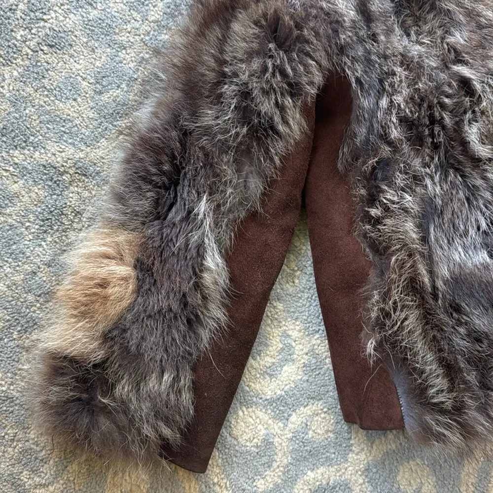 Vintage Racoon Fur and Suede Jacket Brown Size undefined - Image 2