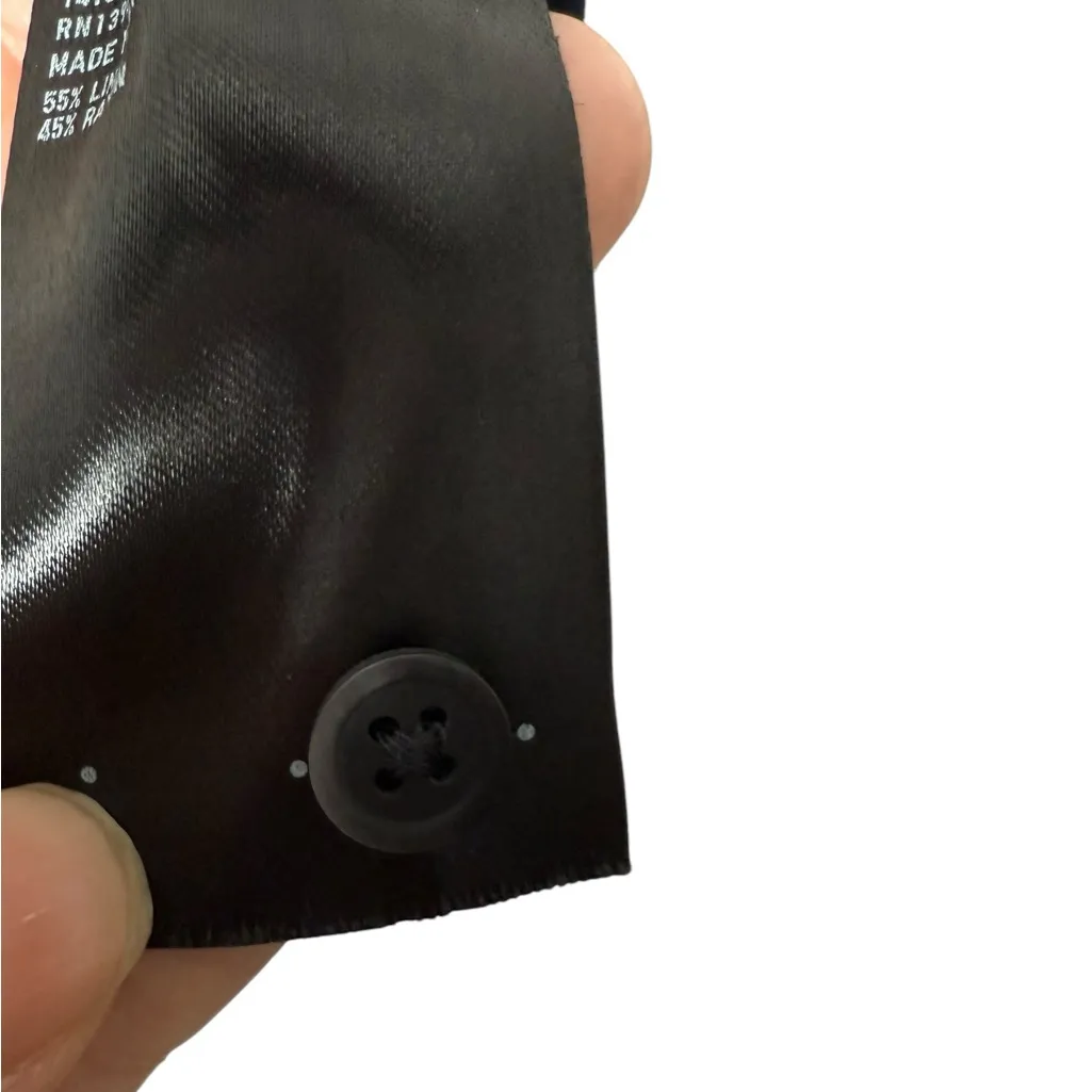 Uniqlo linen top Navy Blue Sleeveless Button oversized Shirt XS big shoulder‎ - Image 3