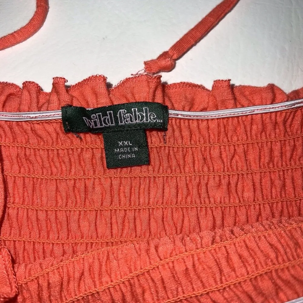 Wild Fable Womens Smocked Tank Top SZ XXL Orange Cropped Stretch Flowy Festival - Image 3