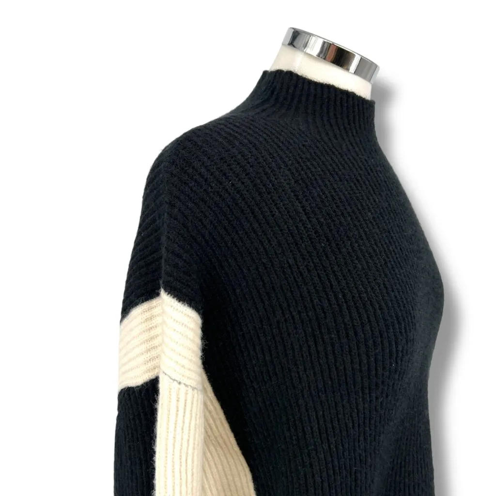 Commense Miss Paris Black White Colorblock Ribbed Knit Sweater Size Small - Image 9
