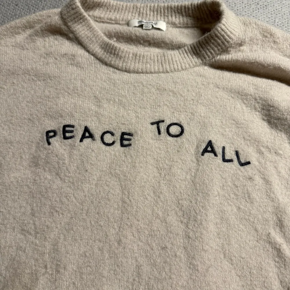 Madewell Peace to All Westlake Pullover Sweater in Coziest Yarn in Beige XXS - Image 2