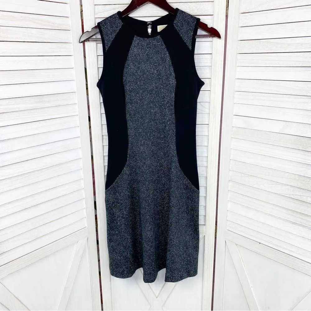 Michael Michael Kors Landsdown Herringbone Panel Dress Black 0 Black - Image 9