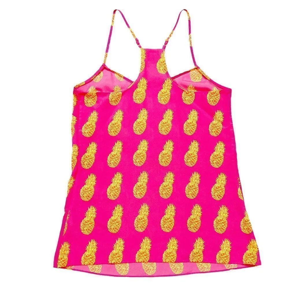 J. Crew Neon Pink Pineapple Tank Top Size 00 Pink - Image 2