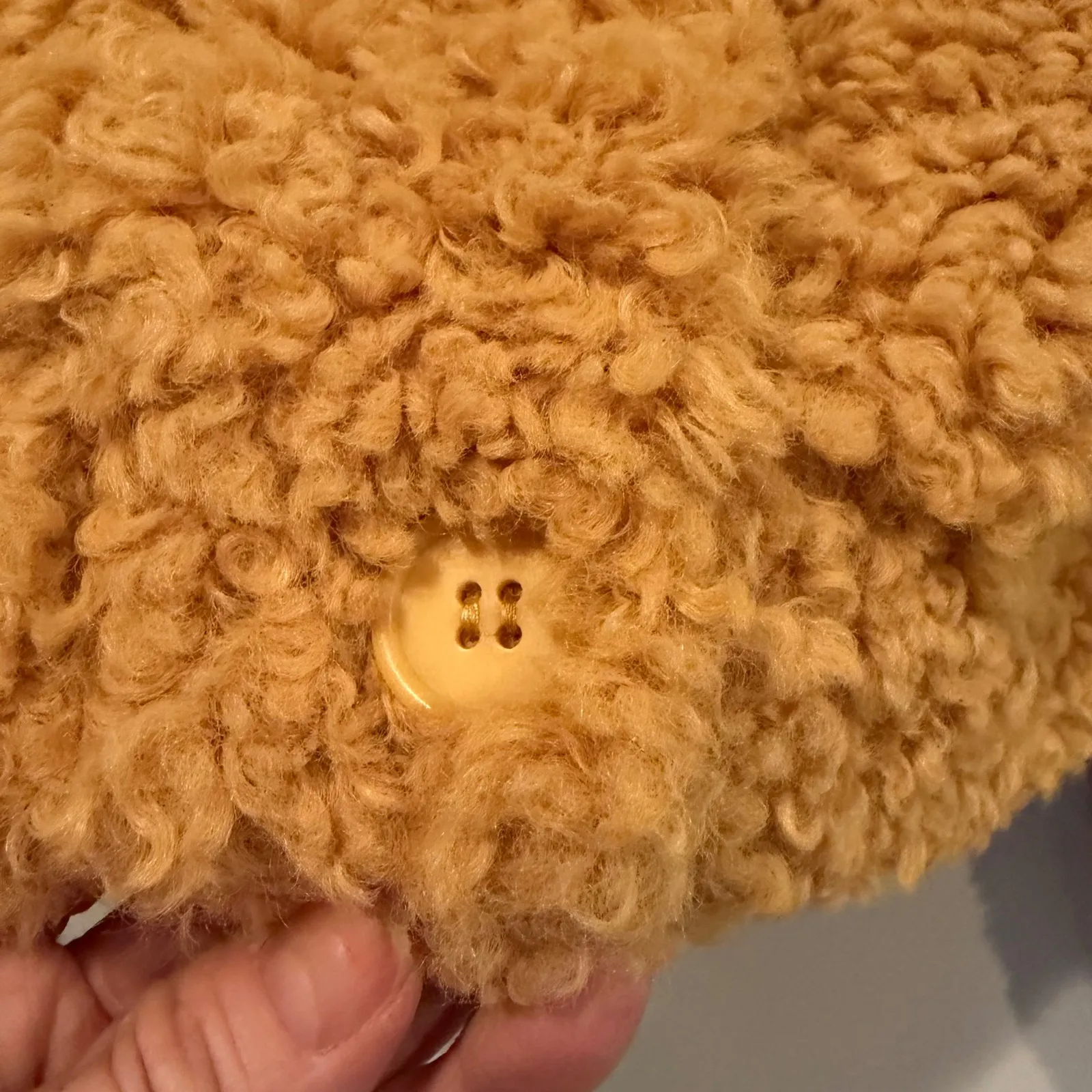 HYFVE Teddy Bear Sherpa Faux Fur Cropped Jacket Coat Women's Large Mustard Boho - Image 6