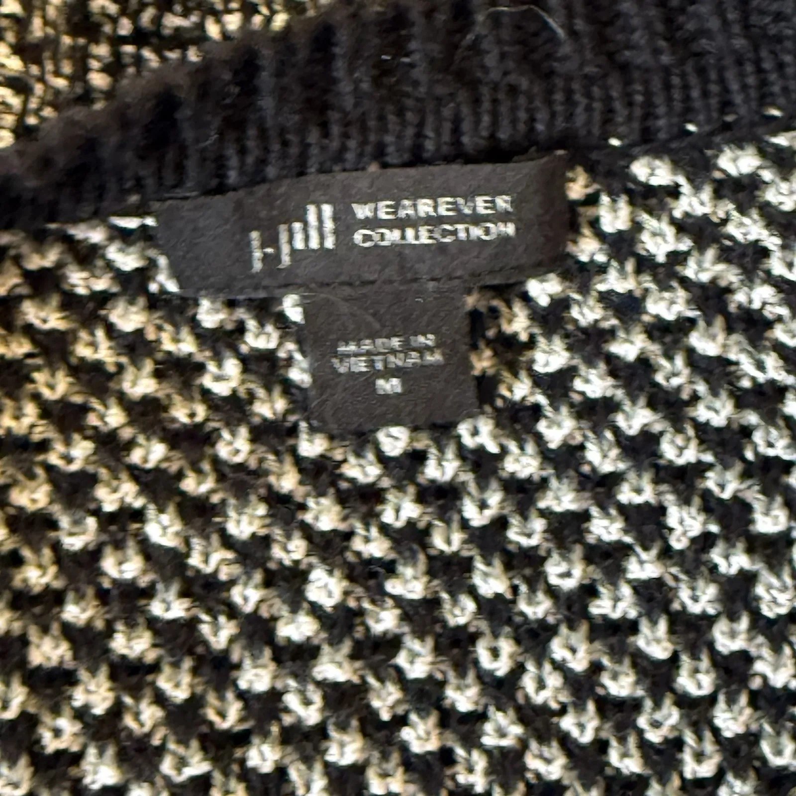 J Jill Wearever Black White Sweater Knit Cardigan Duster Medium Minimalist Work - Image 5