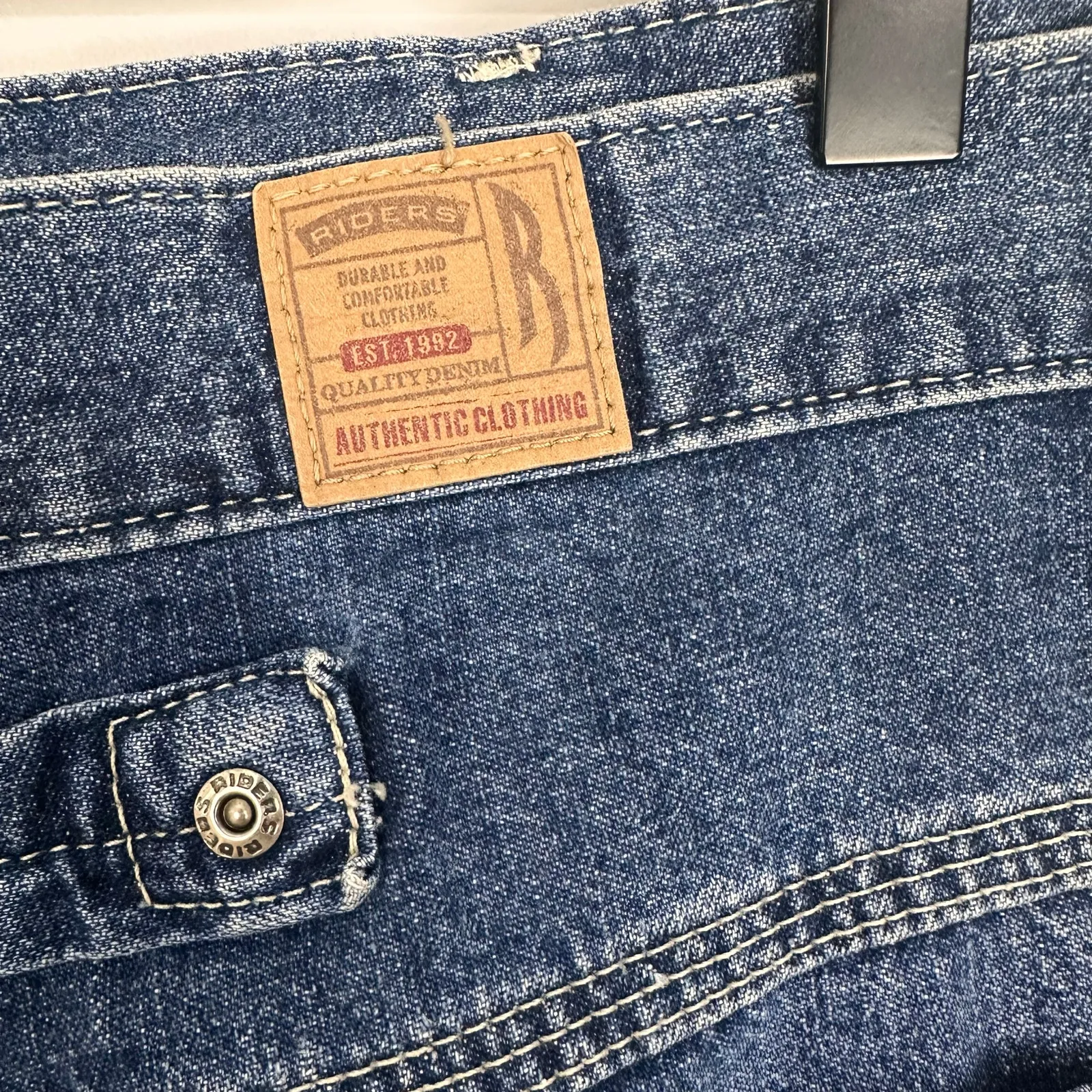 Vintage 90s Riders Ridig Medium Wash Denim Asymmetric Skirt Sz 34 Waist - Image 8