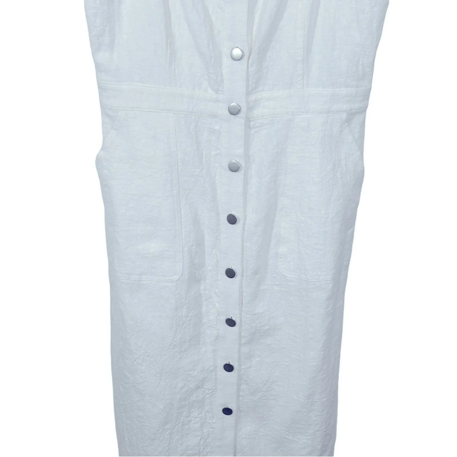 Skies Are Blue Anthropologie Linen Overall Snap Dress Medium NWT - Image 8