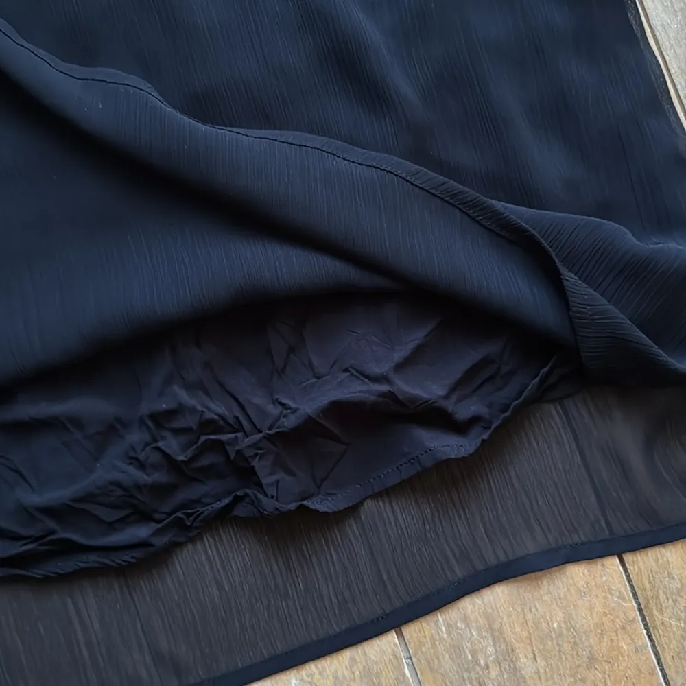 Sleek Black Camisole Top with Delicate Ruffle Neckline Small - Image 5