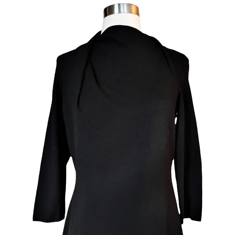 GIORGIO ARMANI Black Jersey Dress High Neck 3/4 Sleeves IT 44 Italy Medium 8 EUC - Image 8