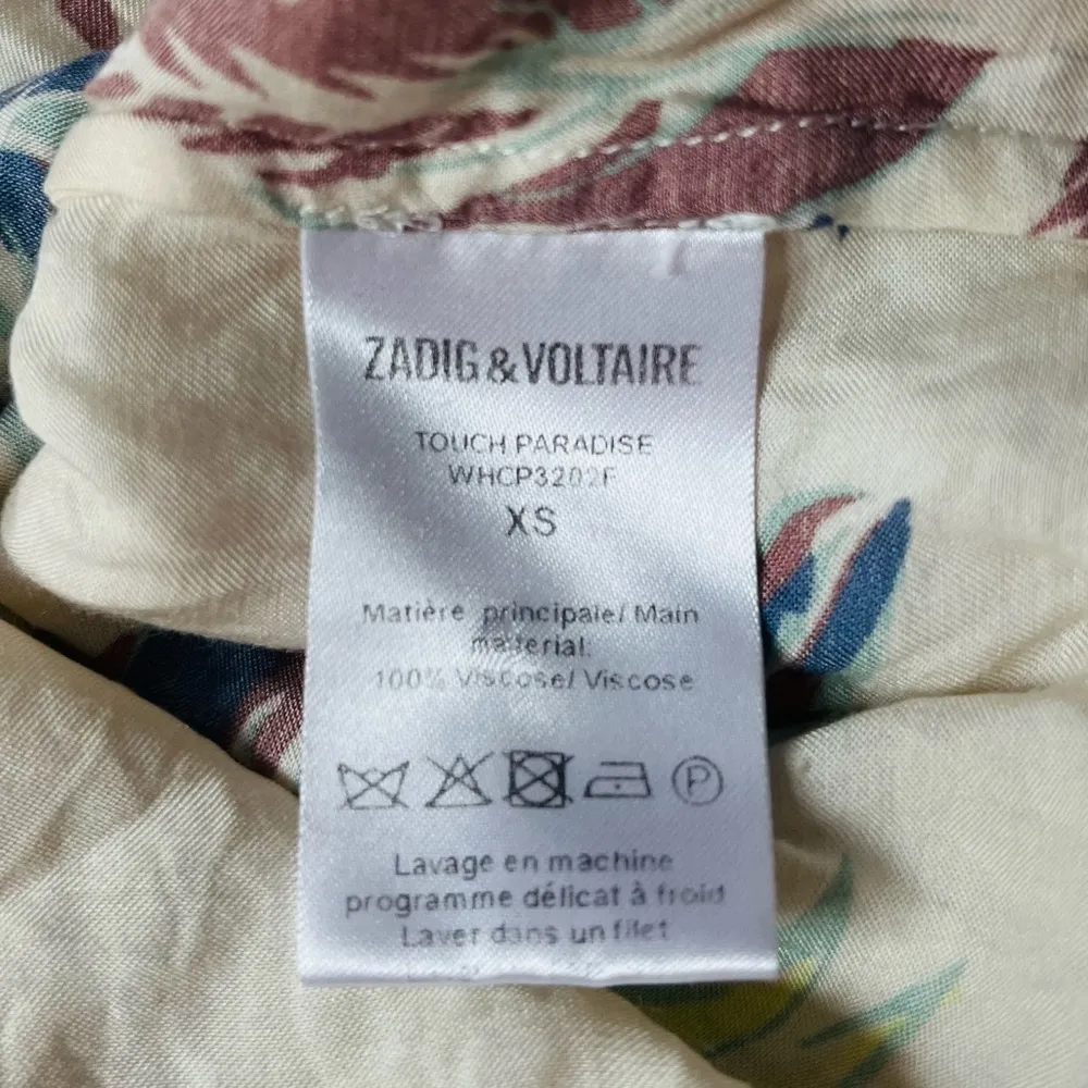 Zadig & Voltaire Touch Paradise Button Down 3/4 Sleeve Blouse with Neck Tie Ecru - Image 4