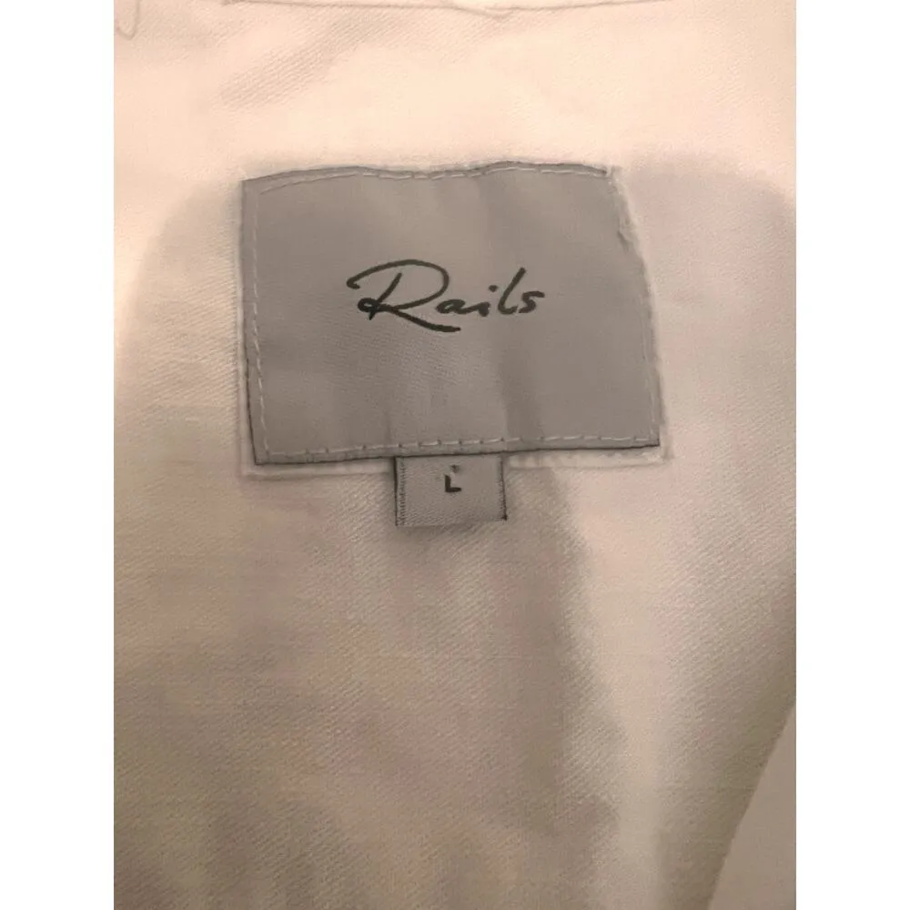 Rails size large womens shirt Ingrid Raw Stars denim, celestial, boho, hippie - Image 6