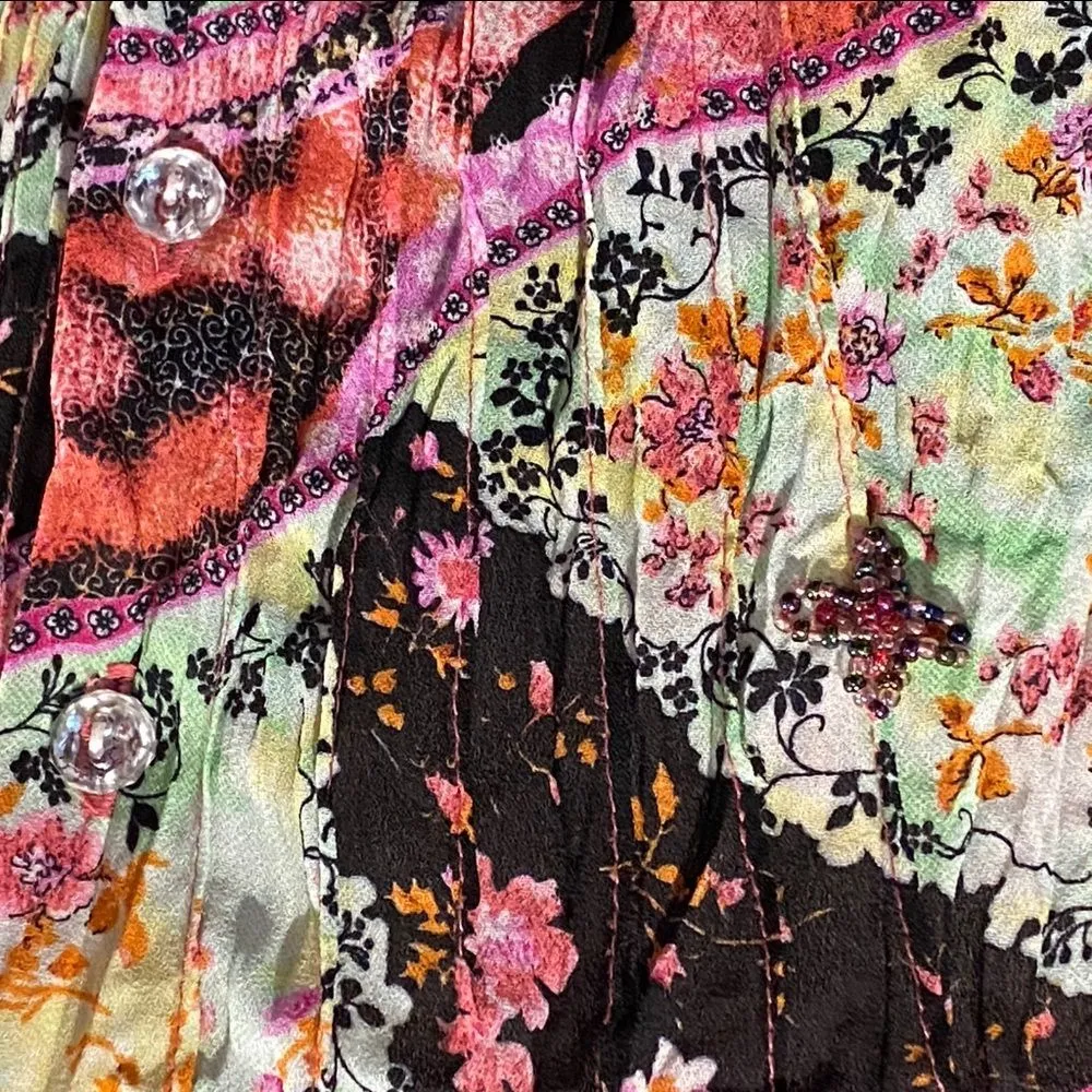 Belissimo Floral Beaded Blouse Pink Petite L PL Size undefined - Image 5