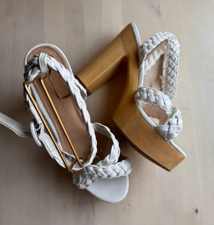 Veronica Beard white Gael  Braided Ankle-Strap Platform Sandals size 9 - Image 5