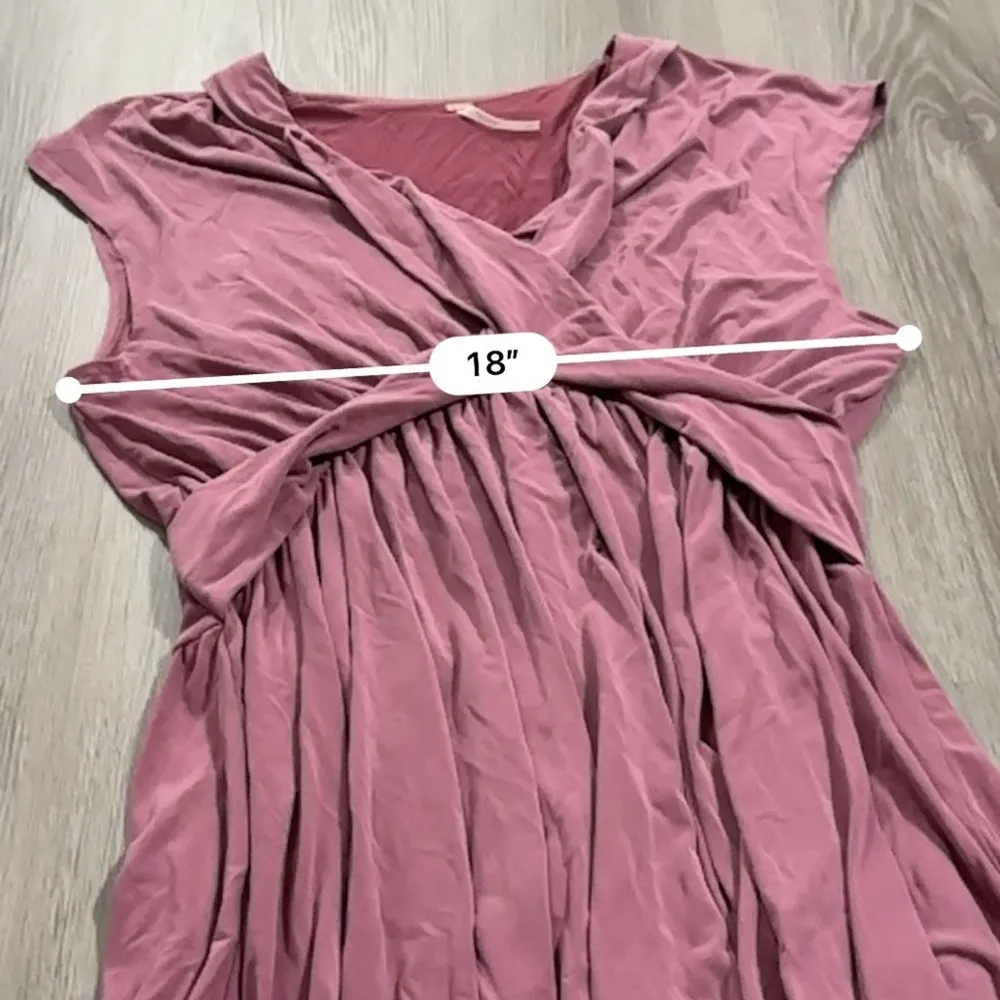 Free People Cupro Criss Cross Maeve Dusty Pink Short Sleeve Faux Wrap Mini Dress - Image 9