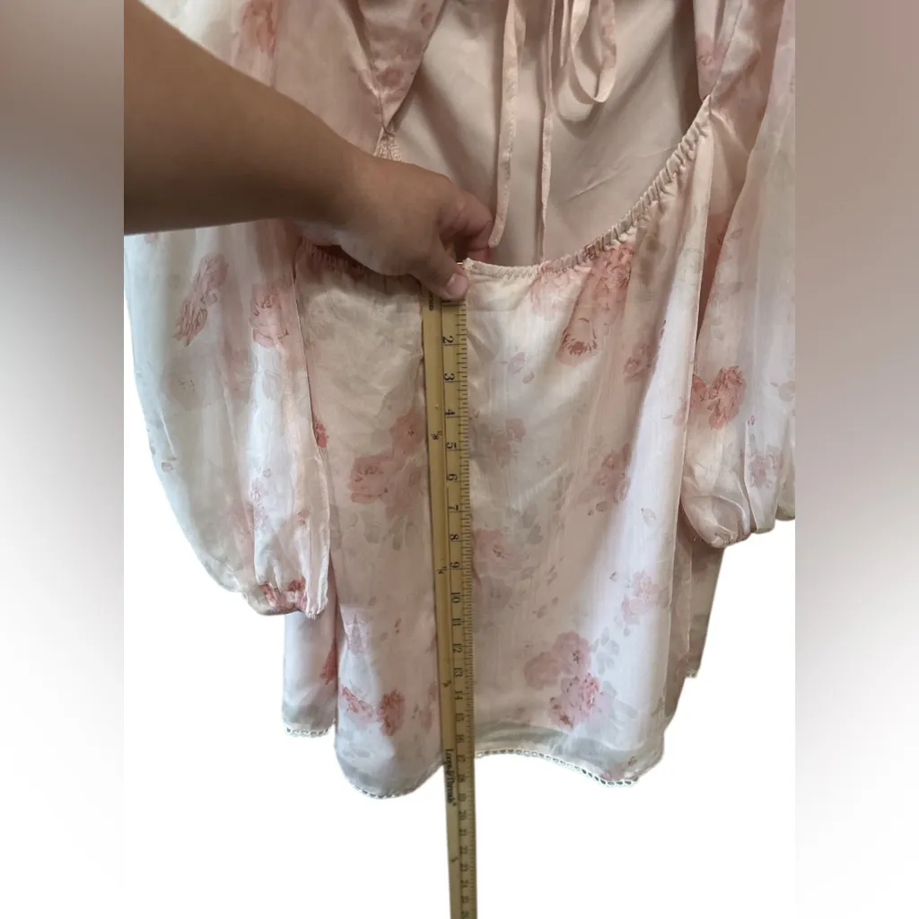 Lulu's Lovely Poise Light Pink Floral Tie Back Long Sleeve Mini Dress,Size XL - Image 11