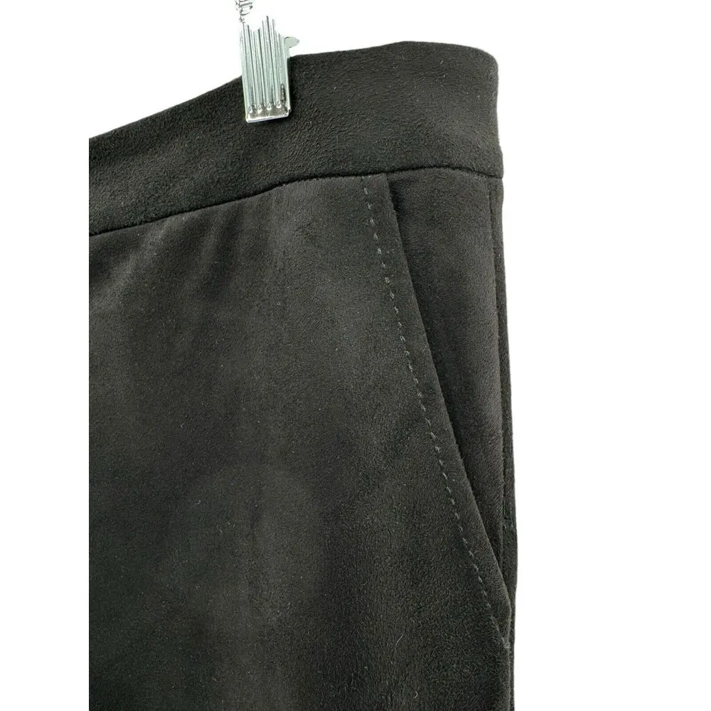 J. McLaughlin Black Suede Pants Size 8 Pockets Button Clasp Classic Office - Image 3