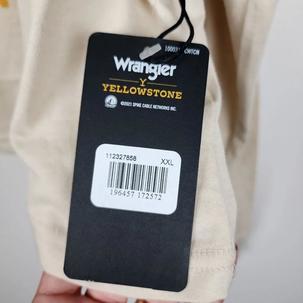 Wrangler Crop Top Long Sleeve Yellowstone Graphics Cream Tee T-shirt XXL - Image 4