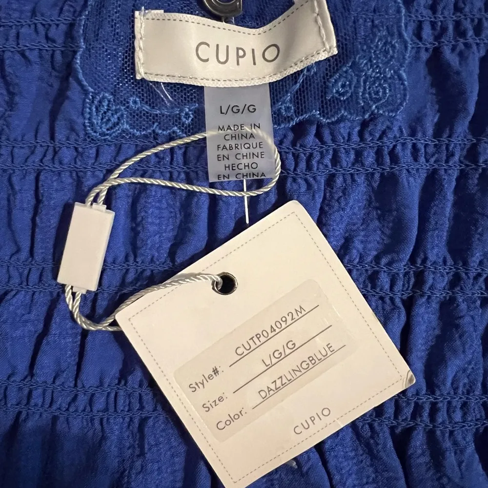 Cupio royal blue flutter sleeve Blouse sz Large NWT - Image 3
