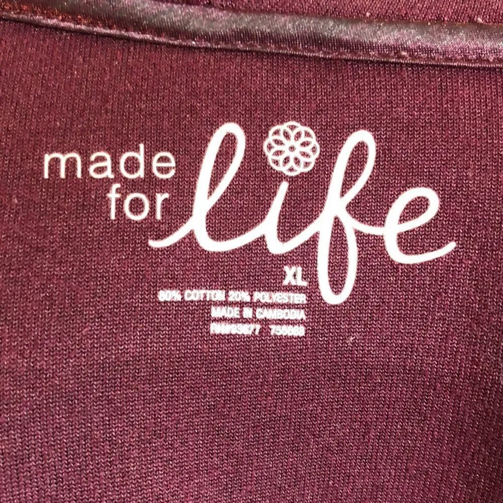 Made for Life Burgundy Red Zip Front Hoodie XL - Image 9