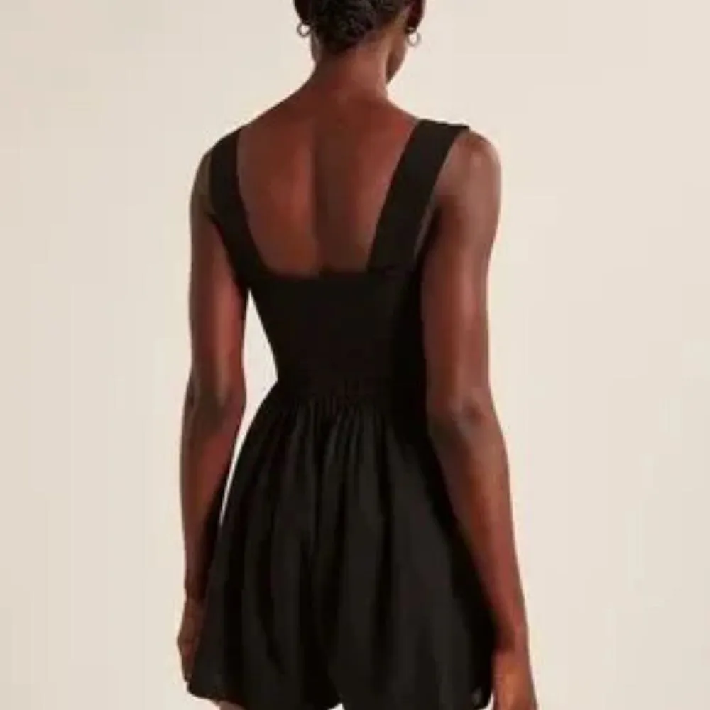 Abercrombie & Fitch black linen corset romper‎ women’s size XS - Image 2