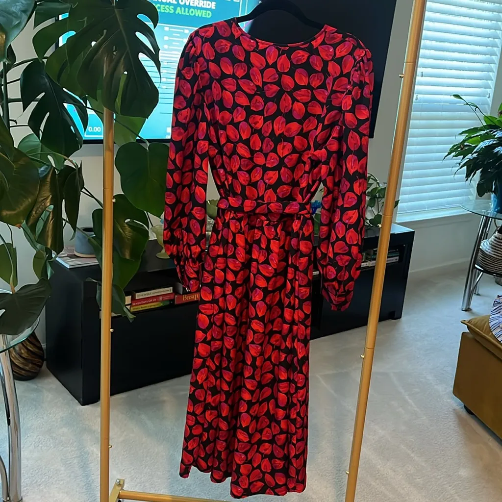 Who What Wear Red and Black Long Sleeve Dress - Image 2