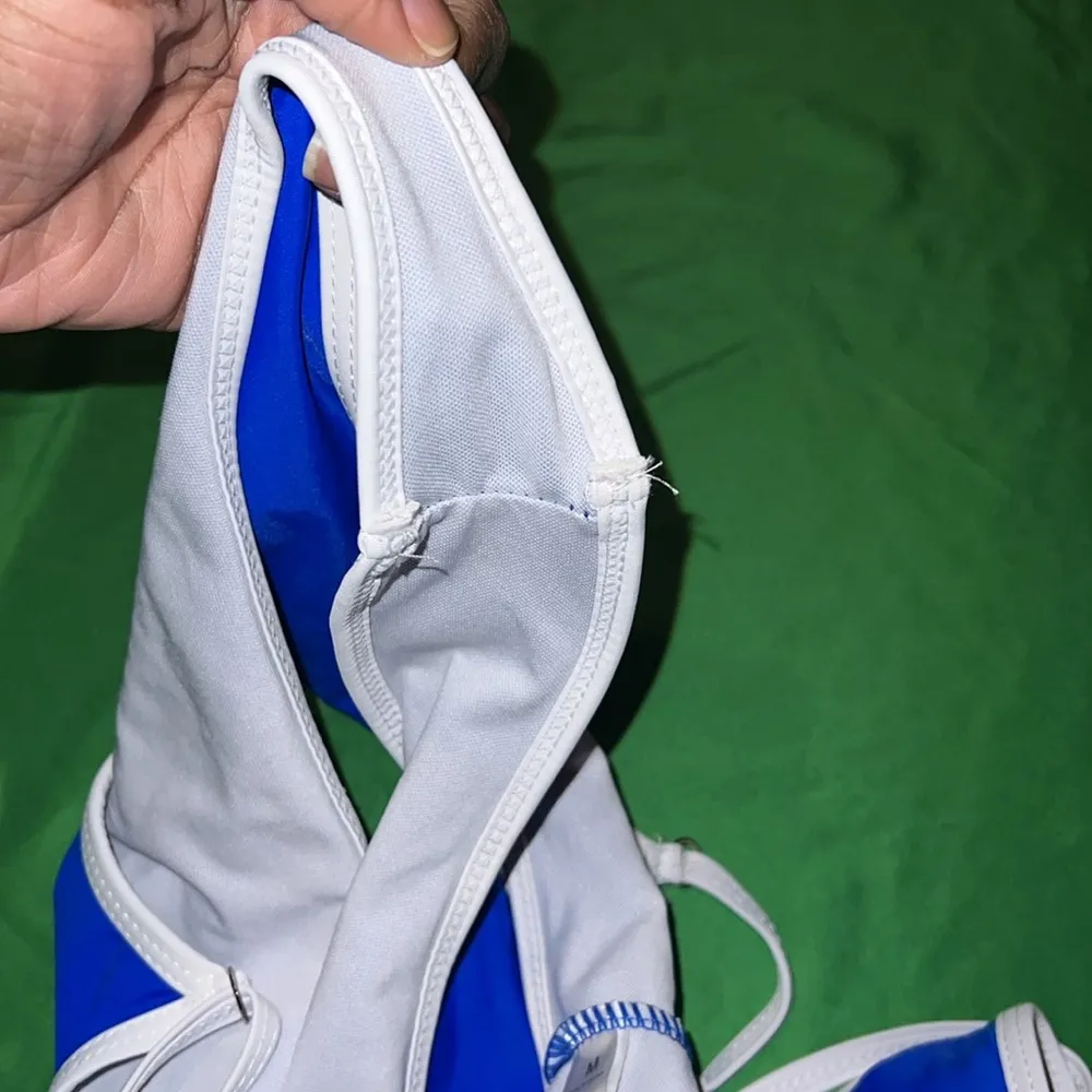 Blue and White One Piece Swimsuit size Medium - Image 4