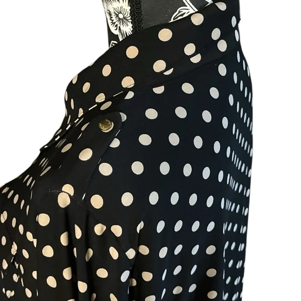 BCBgMazAzaria Polka Dot Epaulet Button Down Blouse - Image 5