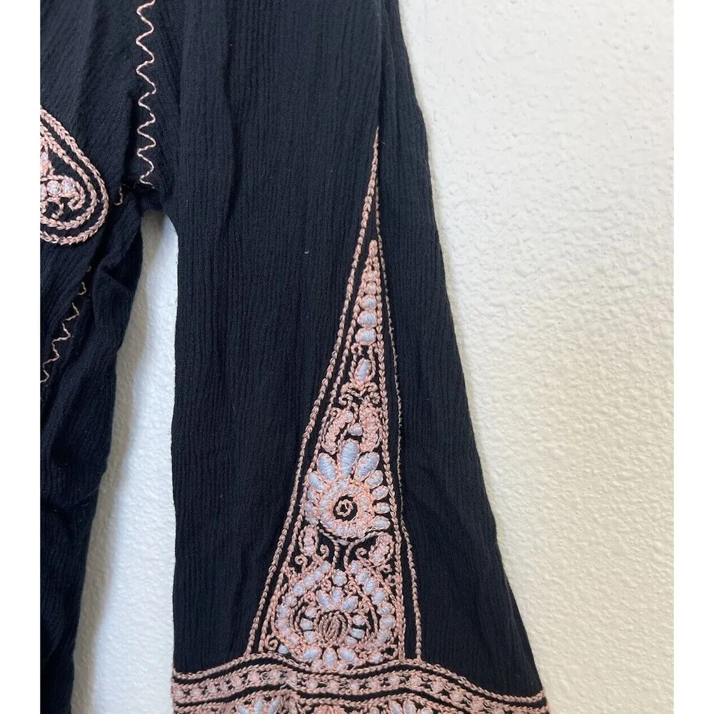 Free People Wind Willow Embroidered Peasant Boho Mini Tunic Dress Women’s SZ XS - Image 4