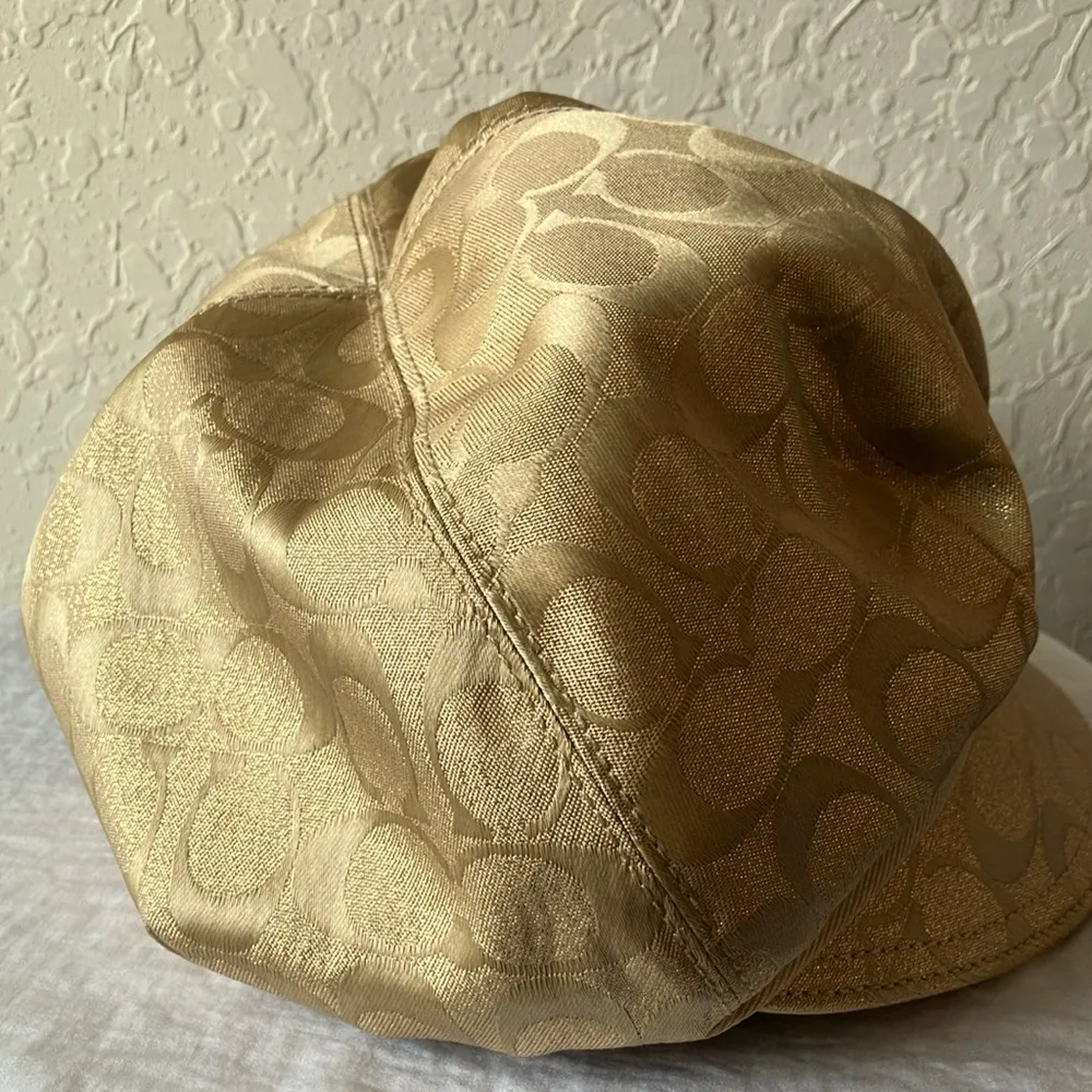 Coach: Kristin Signature Gold Patterned Cap- M/L - Image 7