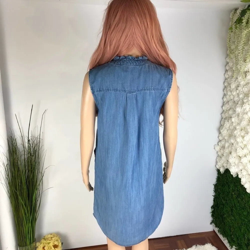 NWT Max Jeans Denim Ruffle Dress Pockets Size S - Image 7