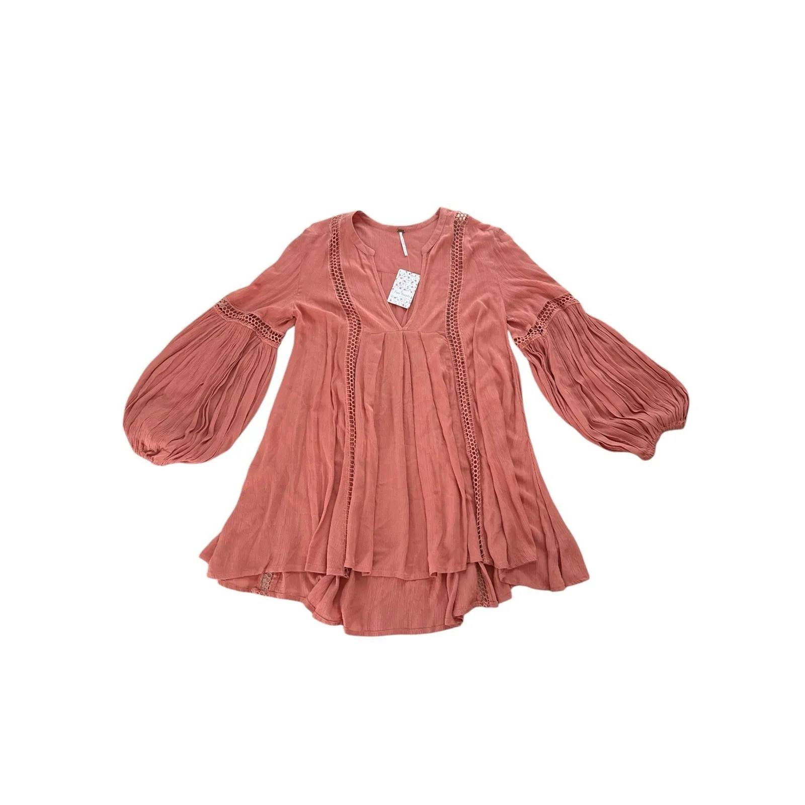 NWT Free‎ People Just the Two of Us Tunic Womens Small Coral Boho Beach Crochet - Image 3