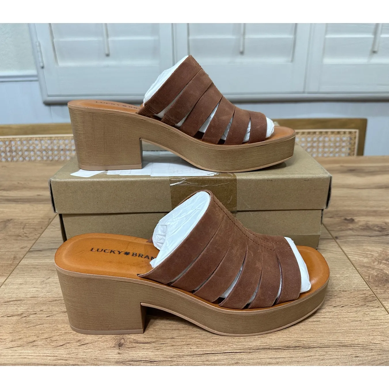 Lucky Brand Women's Paydin High Heel Platform Sandal Umber Leather Size 8.5 NIB - Image 3