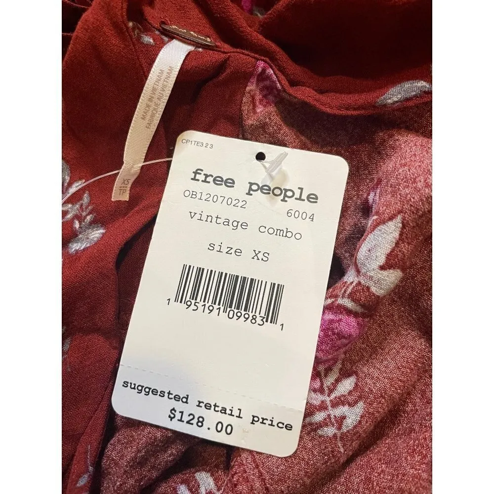 Free People Dress Tate Tunic Mini Blouse Vintage Combo X-Small New womens floral - Image 7