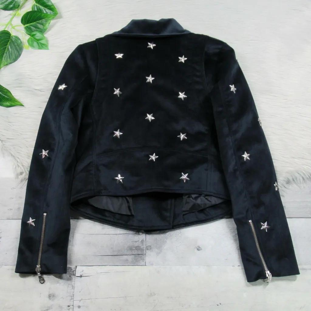 REBECCA MINKOFF Wes Star-Studded Velour Moto Jacket Women's Size XS - Image 7