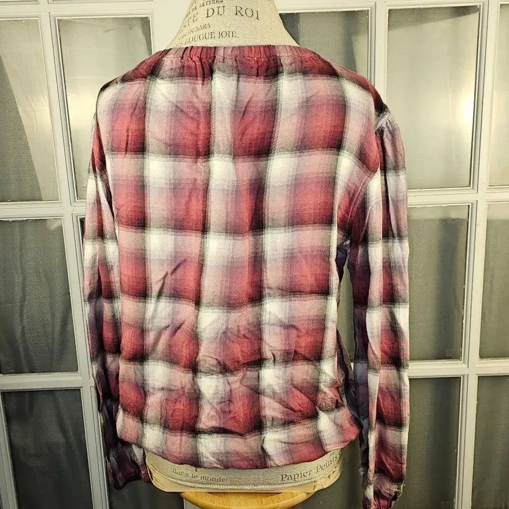 Cloth & Stone‎ Womens Glacier Plaid Blouse Large - Image 2
