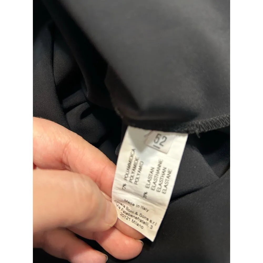 Chiara Boni La Petite Robe Florian Black Faux Wrap Ruched Sheath Dress Size XL - Image 7