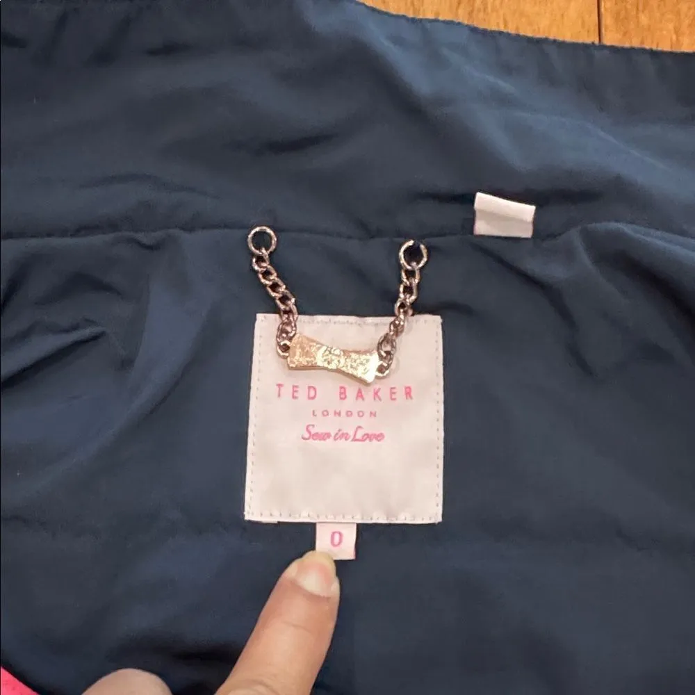 Ted Baker Dark Blue Waist Draw String Trench Coat size 0 - Image 9