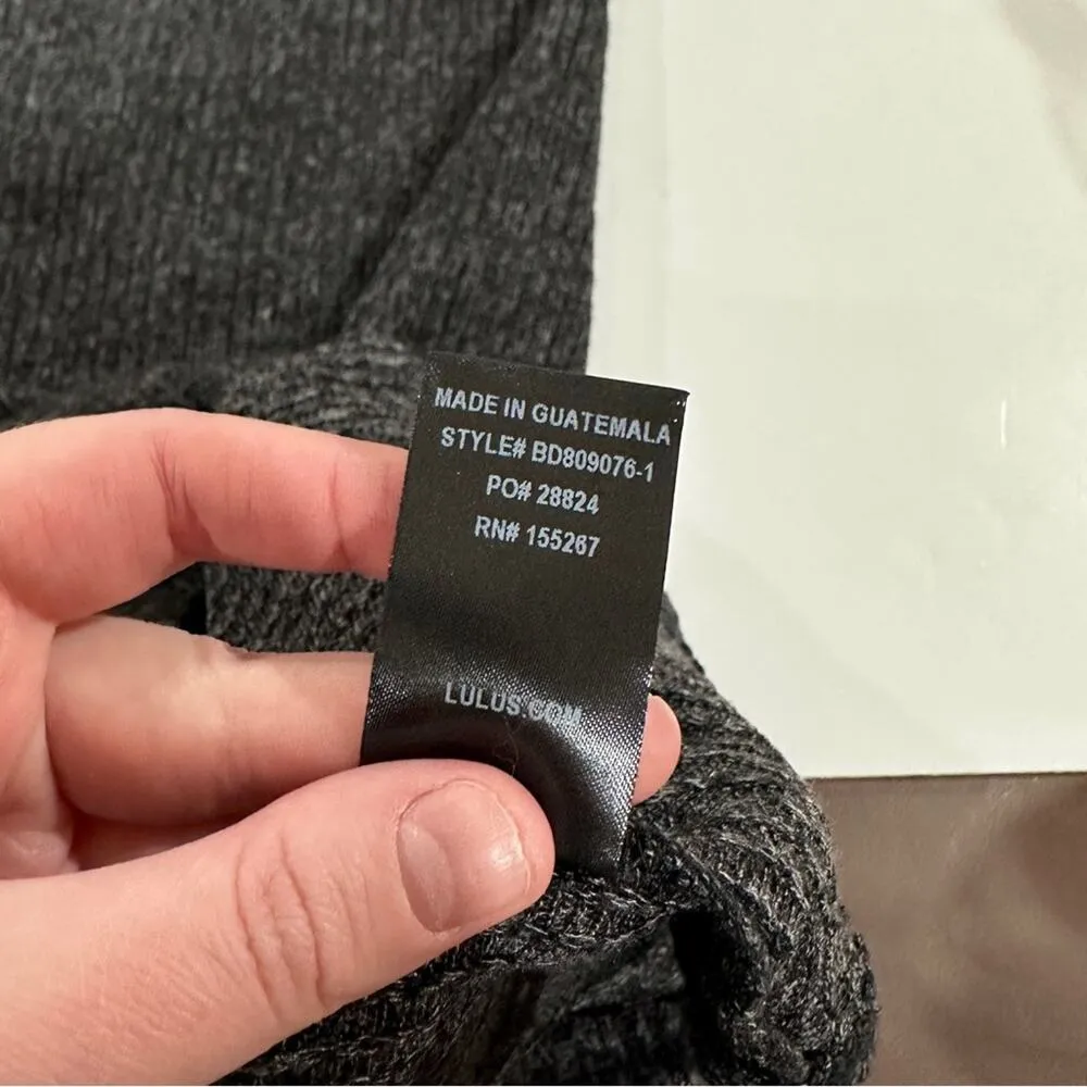 Lulus Rooney Heather Dark Grey Flounce Sleeve Bodycon Sweater Dress‎ Size L - Image 10