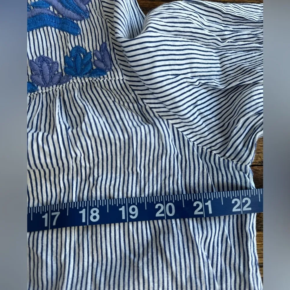 Roller Rabbit 100% Cotton India Boho Embroidered Tassel Striped Blouse Top M - Image 8