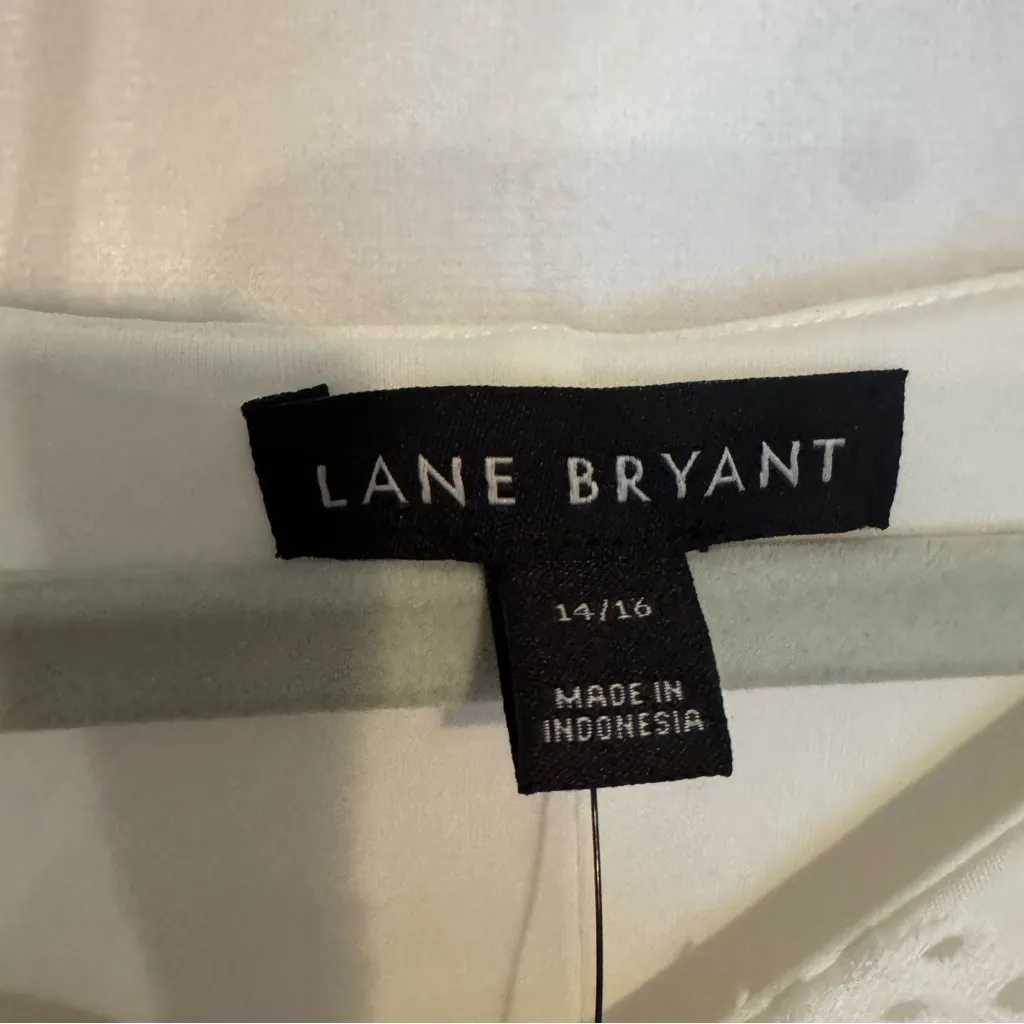 Lane Bryant 14/16 White Eyelet Lace Short Sleeved Midi Dress NWT - Image 2