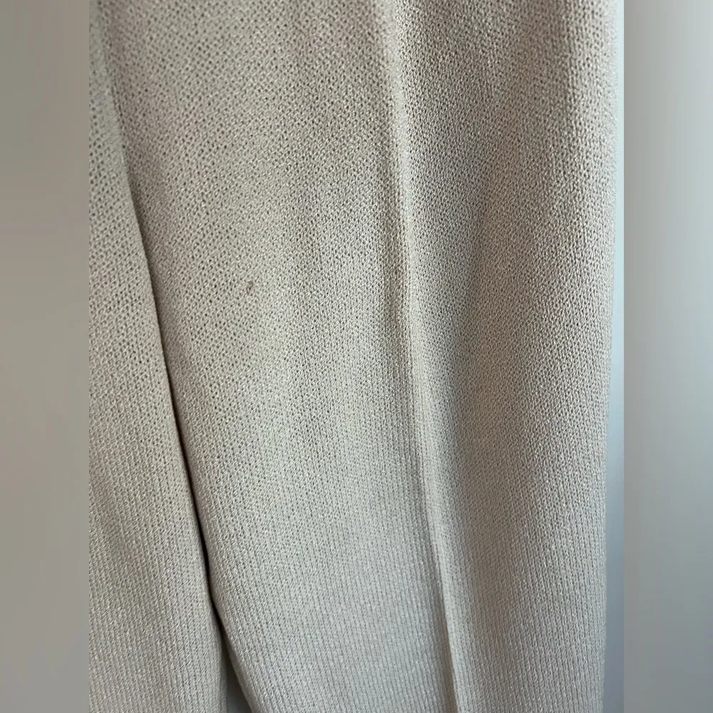 St. John Collection Santana Knit Pants Sz 6 taupe beige Wide Leg Pull On elastic - Image 8